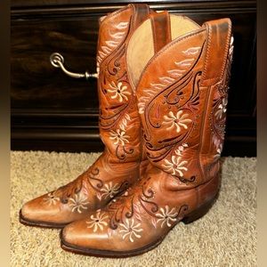 Shyanne Brown and Cream Embroidered Cowgirl Boots